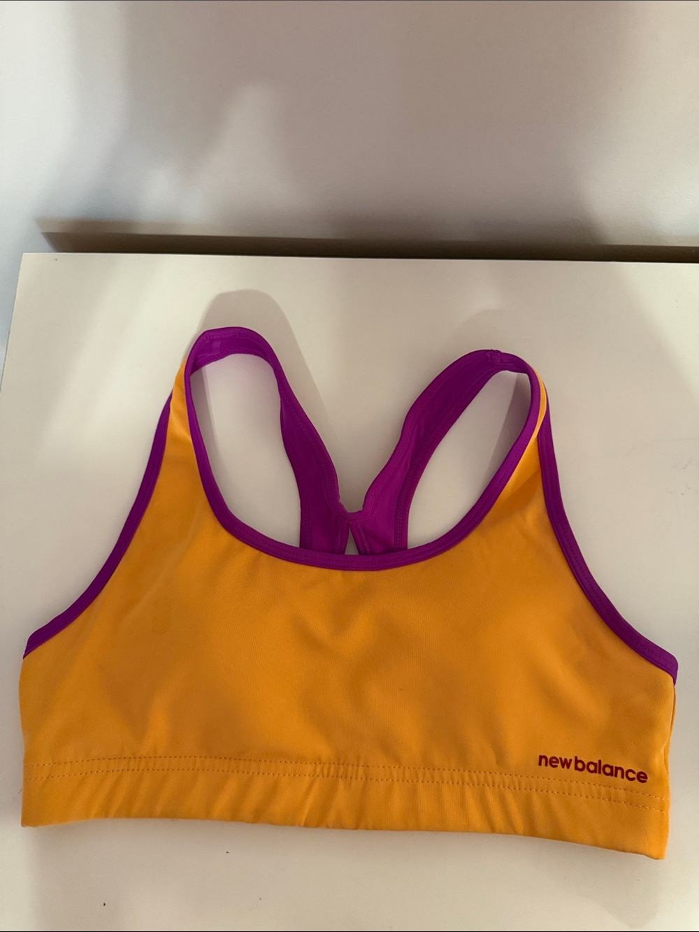 New Balance Girls Yellow Swim Top with Purple Trim